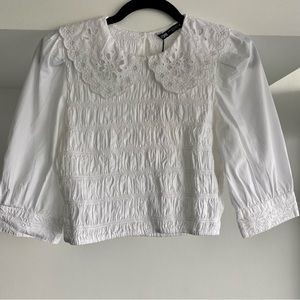 Zara white top M with embroidery details new with tag